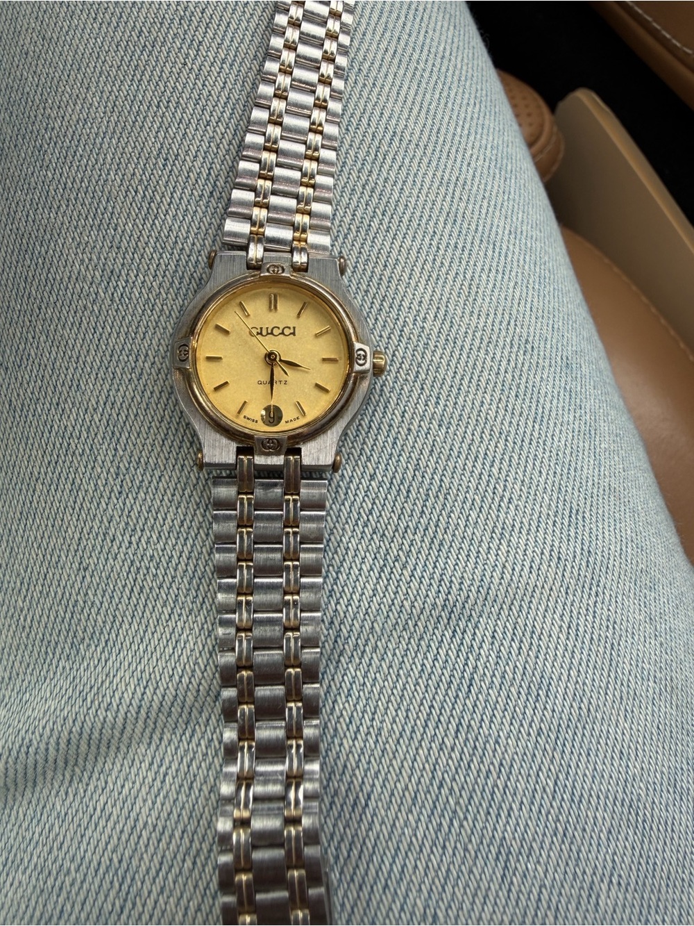 Gucci Two-Tone Silver and Gold Ladies Bracelet Watch